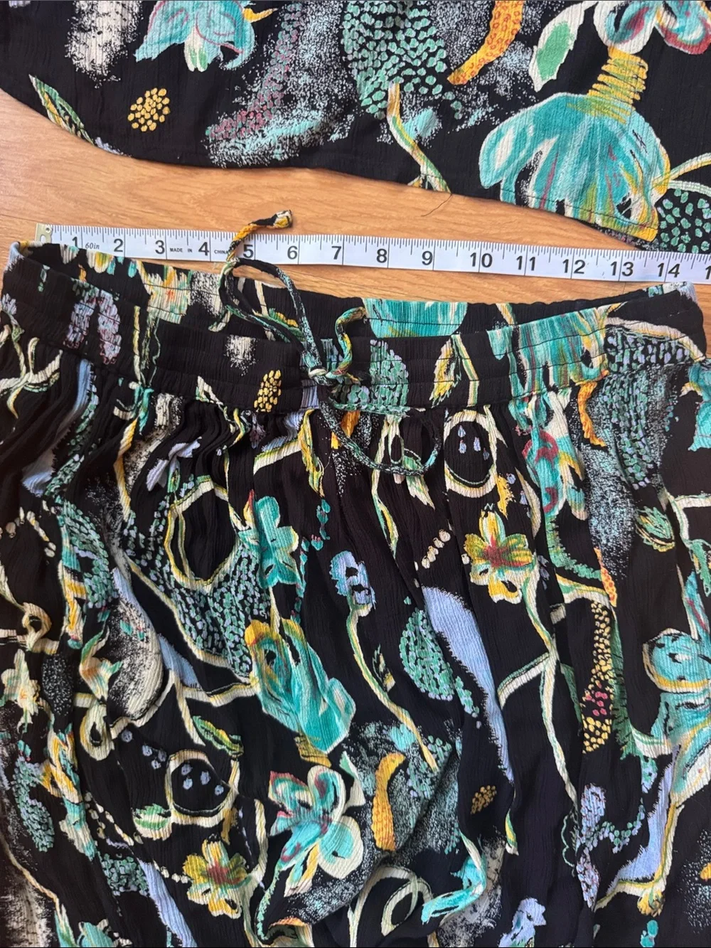 90’s Lotus Boho Floral Rayon Crop Top & Maxi Skirt Set Whimsy Romantic witchy